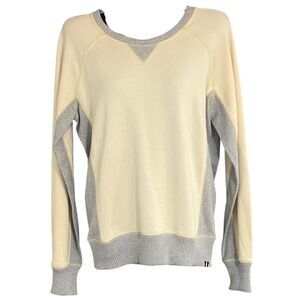 Sperry Woman’s Gray & Cream Side Striped 100% Cotton Crew Neck Sweatshirt Sz S D